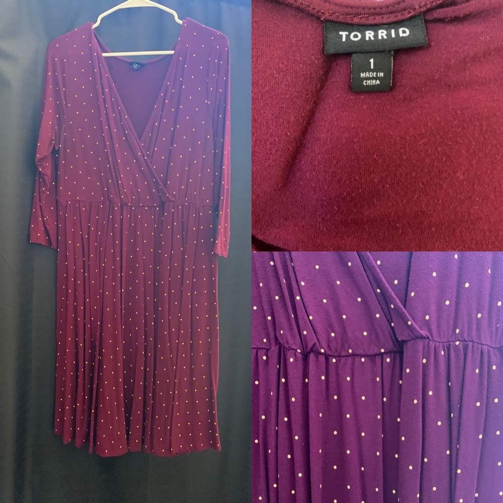 Maroon with mustard polka dots torrid dress